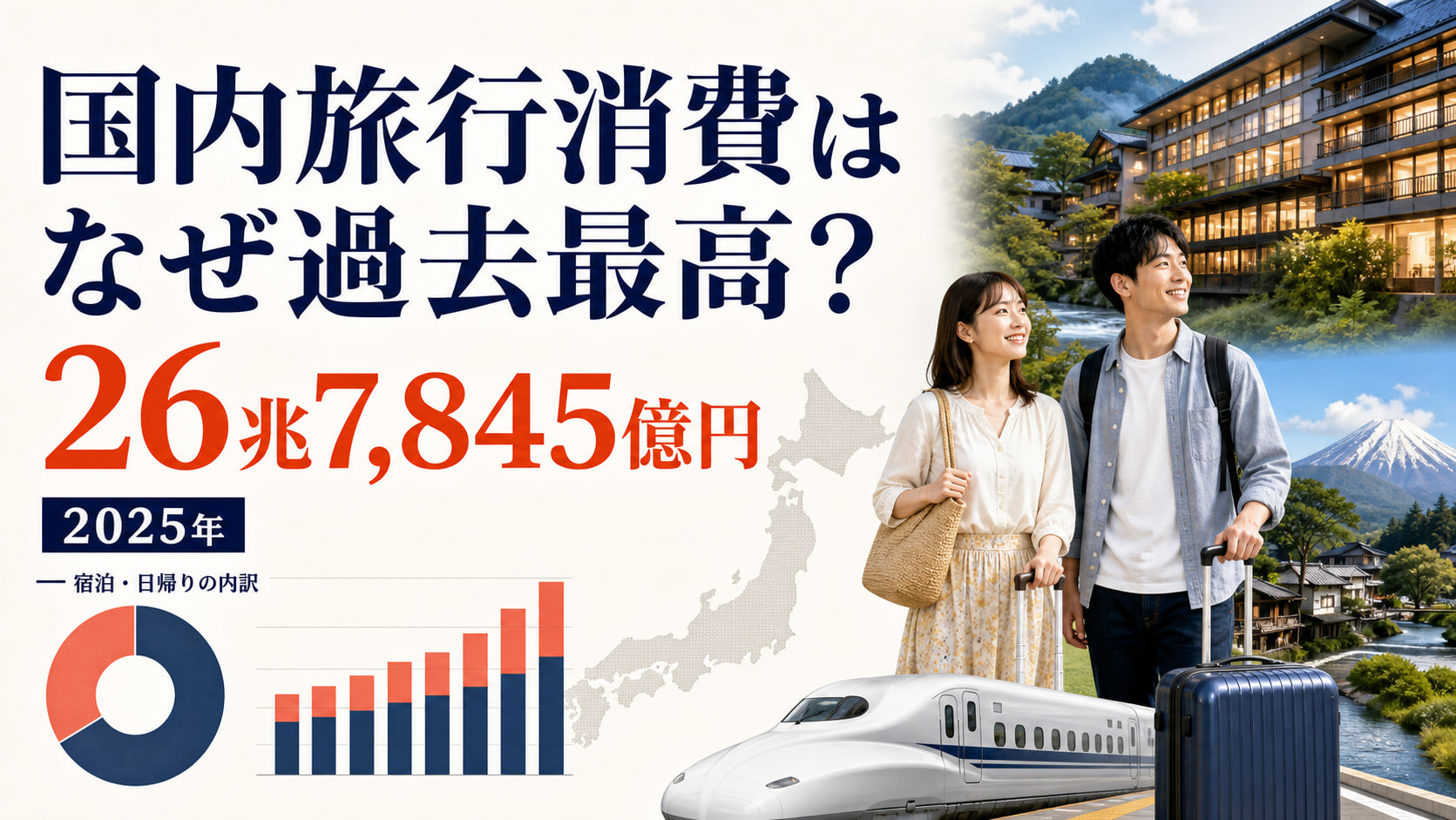 国内旅行消費額の宿泊・日帰り別の比較図